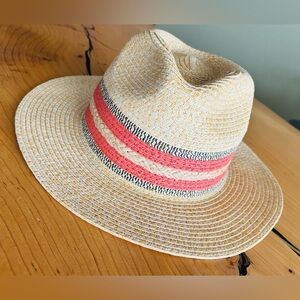 Pretty Simple Straw Hat with Pink and Black Bands